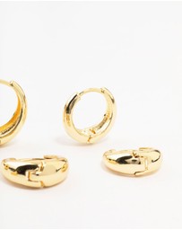 Lovisa - Classic Gold Plated Brass Chunky Hoop Earrings 3-Pack
