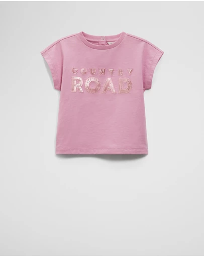 Country Road - Organically Grown Cotton Sequin Logo T-shirt