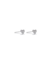 Michael Hill - Fine Pave Diamond Heart Stud Earrings in Sterling Silver