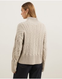 Atmos&Here - Orla Funnel Neck Chunky Cable Knit Jumper