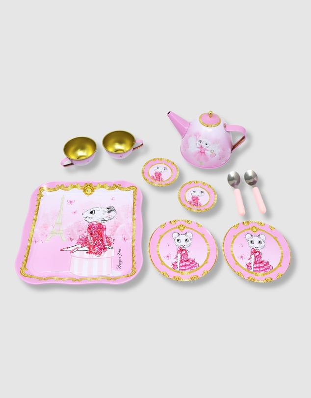 Claris the Chicest Mouse in Paris - Claris The Chicest Mouse In Paris 11 Pieces Tea Set with Woven Basket