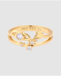 Elli Jewelry - Ring Zirconia Moon 925 Sterling Silver Gold-Plated