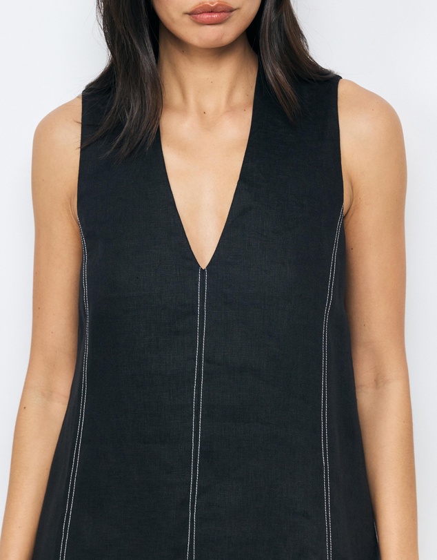 AERE - Anni Contrast Stitch Linen Mini Dress