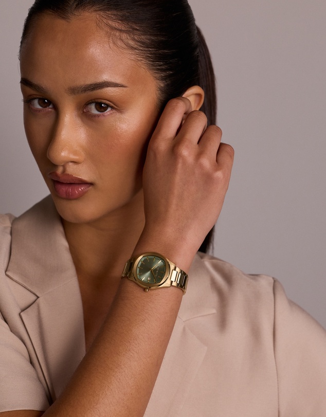 Michael Hill - Quartz Watch in Gold Tone with Sunray-Patterned Green Dial