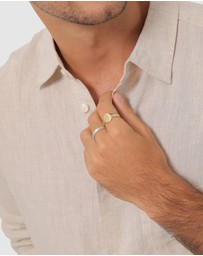 Kuzzoi - ICONIC EXCLUSIVE - Ring Men Set Signet Ring Modern in 925 Sterling Silver Bicolor