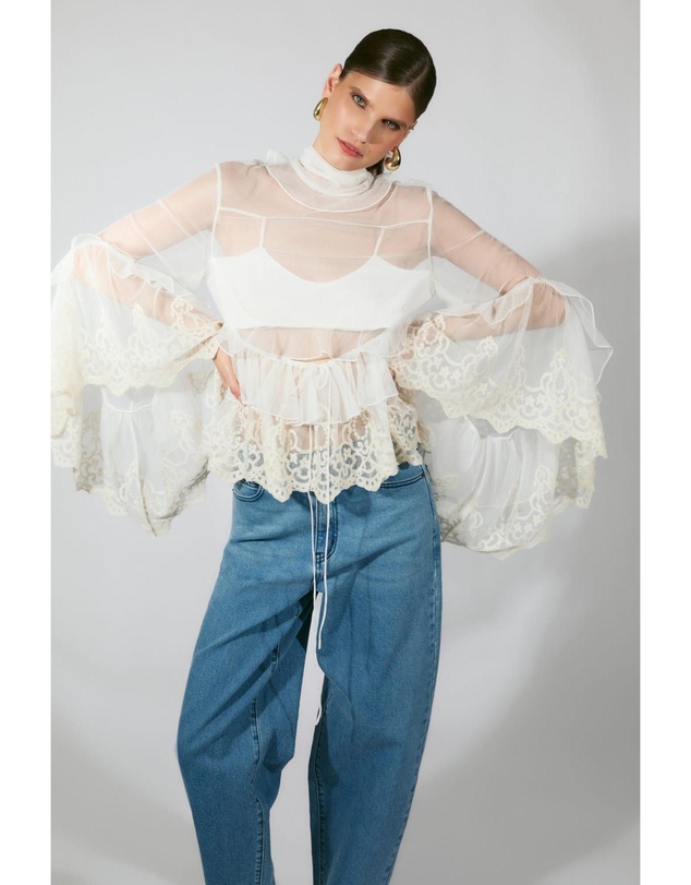 Bardot - Anyssa Lace Edge Ruffle Blouse
