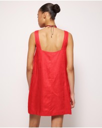 AERE - Indra Boat Neck Linen Mini Dress