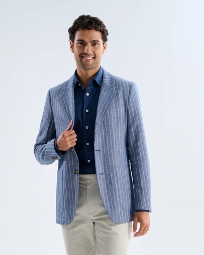 3 Wise Men - 3 Wise Men Edmund Blue Linen Blazer