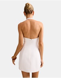 Forever New - Tash Hardware Halter Neck Linen Mini Dress