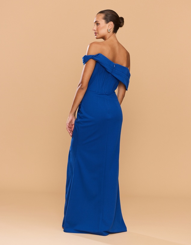 CATHERINE FERRARO - Sapphire Off Shoulder Gown