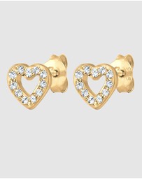 Elli Jewelry - Earrings Stud Crystal Heart 925 Sterling Silver Gold-Plated