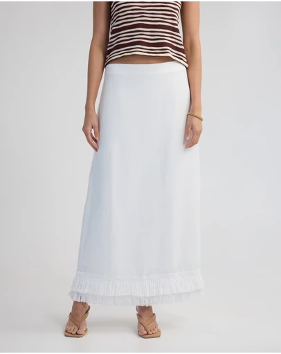 Oxford - Gabrielle Linen Blend Fringed Skirt