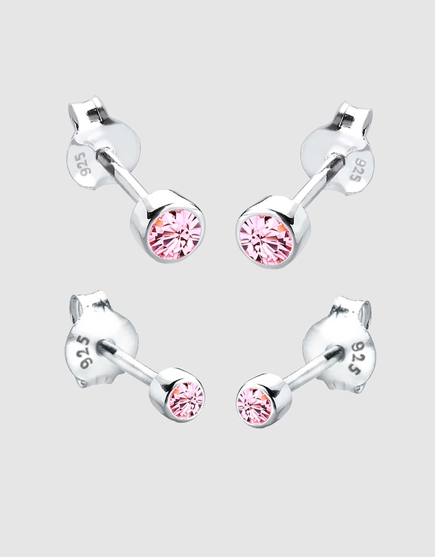 Elli Jewelry - Earrings Set Crystal 925 Sterling Silver