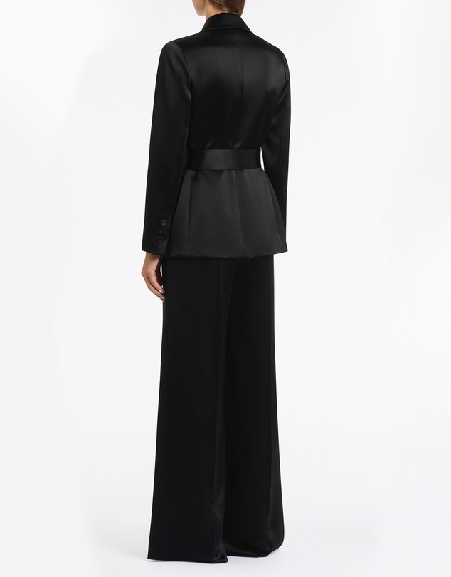 Carla Zampatti - Black Satin Acetate Tie Waist Blazer
