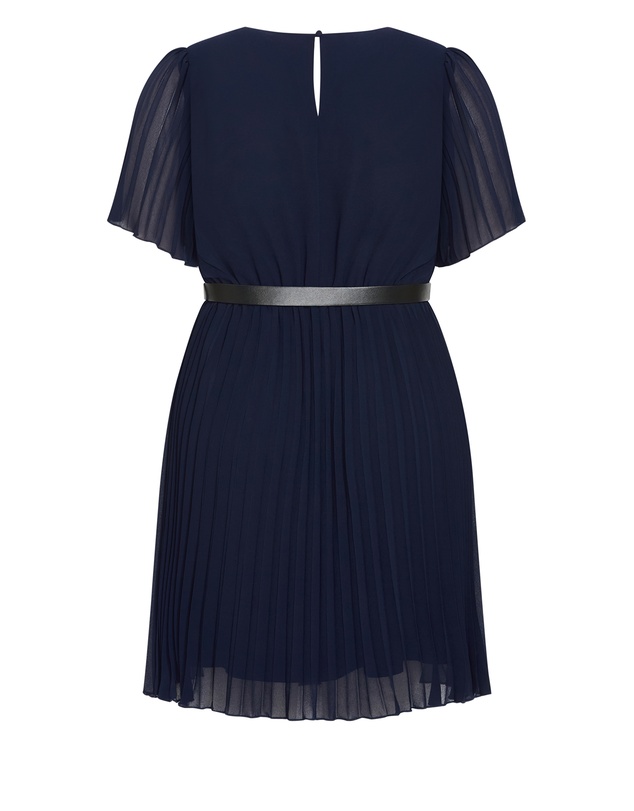 City Chic - Plus size Newberry Street Pleat Dress - navy