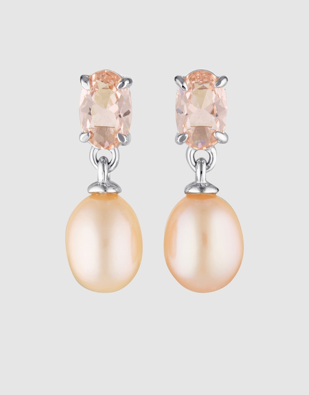 Georgini - Whitsundays Pink Freshwater Pearl And Morganite Cubic Zirconia Earrings Silver
