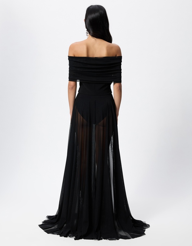 Norma Kamali - Sleeveless Cowl Neck Combo Flared Gown