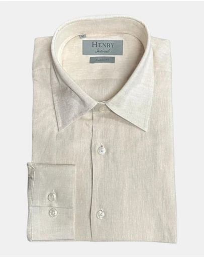 Henry Bucks - HENRY SARTORIAL Fashion Soft Linen Shirt BEIGE