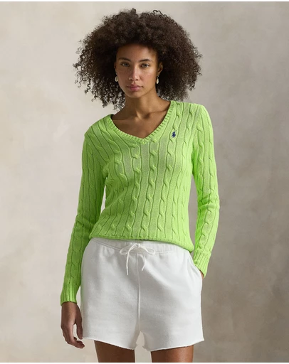 Polo Ralph Lauren - Cable-Knit Cotton V-Neck Sweater