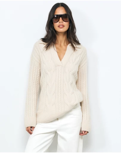 AERE - Ora Cable Polo Knit