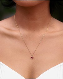 Elli Jewelry - Necklace Heart Pendant Cute with Enamel Red in 925 Sterling Silver Gold Plated