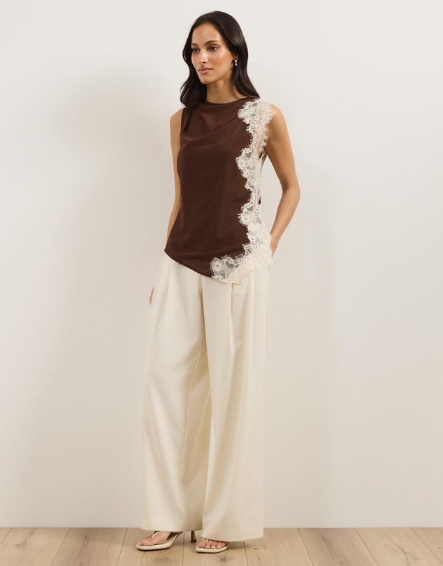 Atmos&Here - Iris Contrast Lace Insert Georgette Top