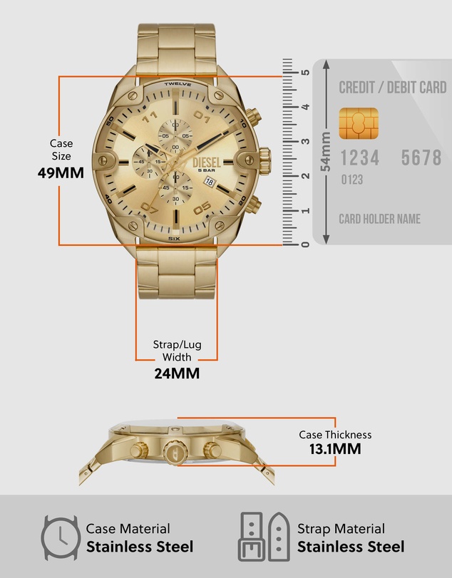Diesel - Spiked Gold-Tone Chronograph Watch