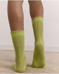Damson Madder - Calf Length 2 Pack Pointelle Socks