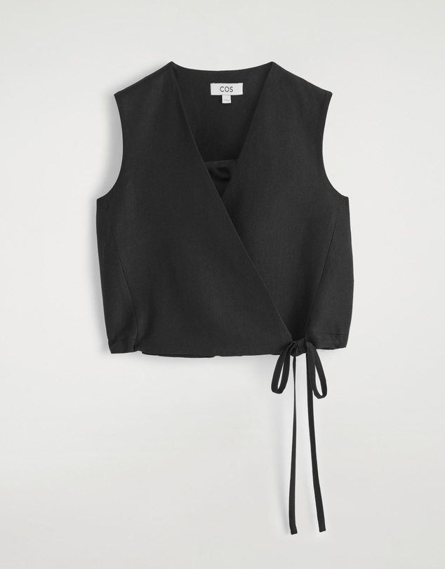 COS - Tie-Detail Linen-Blend Wrap Waistcoat