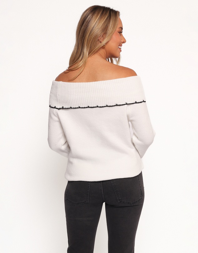 Petal & Pup - Yoana Off Shoulder Knit Sweater - White