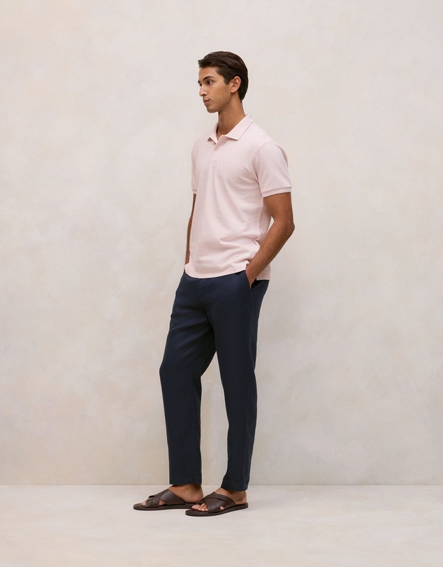 Trenery - Pique Marle Monogram Polo in Soft Lilac