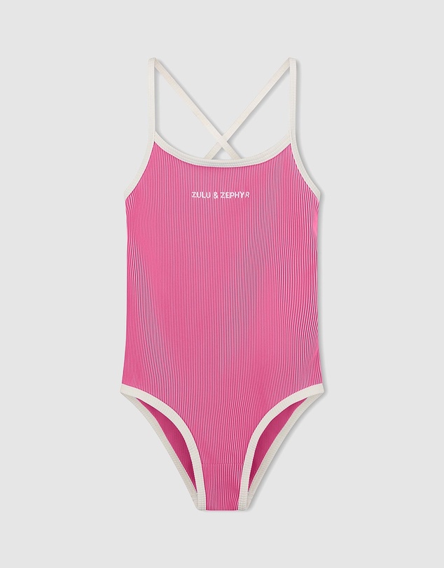 Zulu & Zephyr Mini - Mini Stripe Rib Logo One Piece - Kids