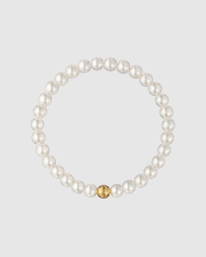 Ted Baker - LORENA: Logo Bead Pearl Elasticated Bracelet