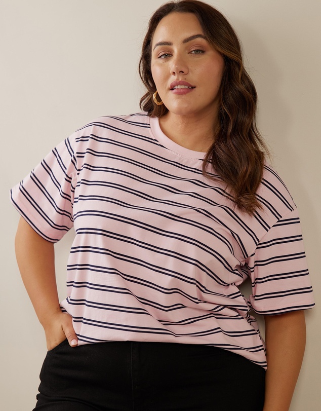 Atmos&Here Curvy - Frankie Striped Relaxed Tee
