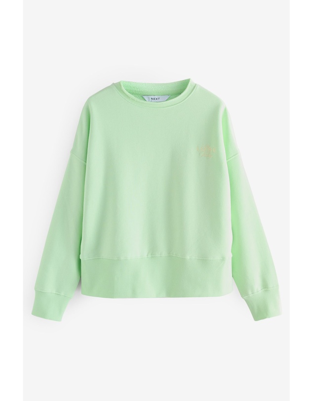 NEXT - Raw Hem Detail Washed 100% Cotton Crew Neck Sweatshirt