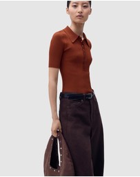 M.N.G - Polo-Neck Ribbed Sweater