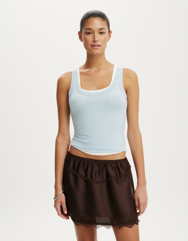 Cotton On - Estelle Satin Lace Slip Mini Skirt
