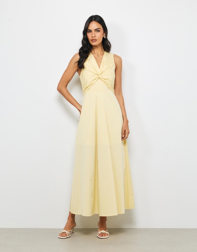 AERE - Willa Twist Front Cotton Midi Dress