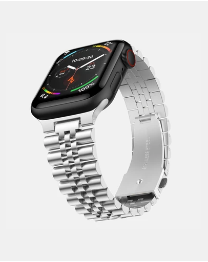 Friendie - Stainless Steel Link Bracelet Band - The Perth - Apple Watch Compatible