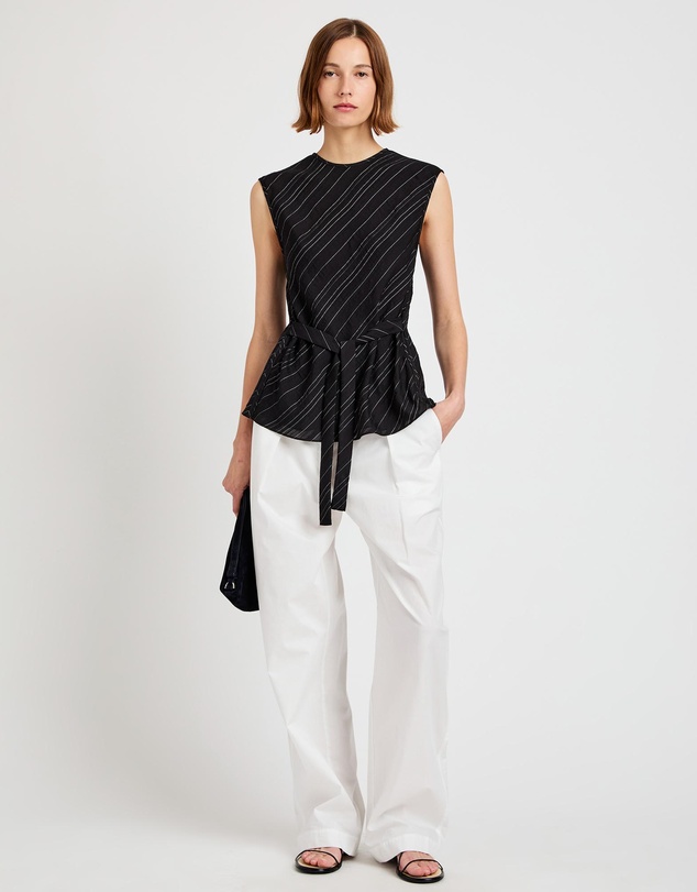 Proenza Schouler White Label - Trina Top in Woven StripeFlou