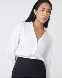 Forcast - Lila V-neck Satin Blouse