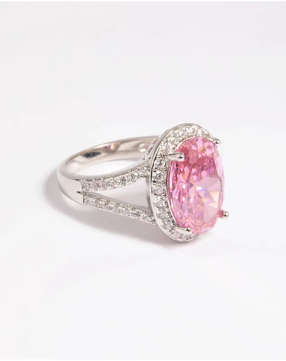 Lovisa - Silver Pink Cubic Zirconia Ring