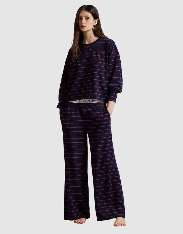 Polo Ralph Lauren - Club Terry Striped Long Sleeve Cotton Jersey Pyjama Set