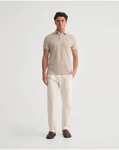 Oxford - Milo Printed Jersey Polo With Pocket