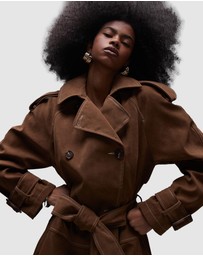 TOPSHOP - Longline Oversized Faux Suede Trench Coat