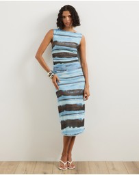 Atmos&Here - Lyra Mesh Gathered Midi Dress