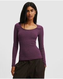 Cotton On - Scoop Neck Rib Long Sleeve Top