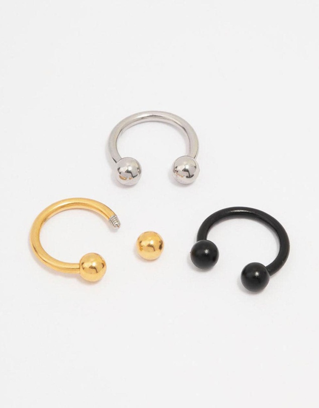 Lovisa - Mixed Surgical Steel Circular Barbell 3-Pack
