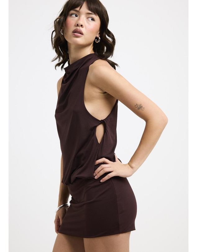 Alice In The Eve - Louise High Neck Draped Mini Dress