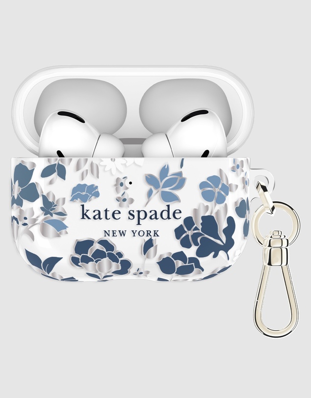 Kate Spade - Kate Spade Flowerbed Blue with Silver Clip Case for AirPod Pro 3
